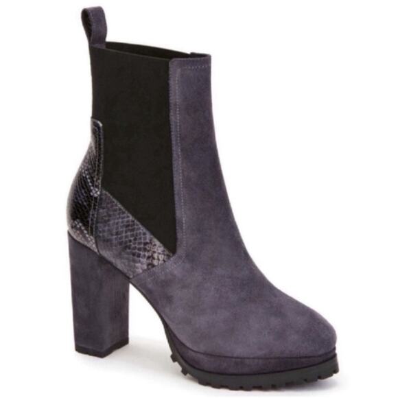 ALL SAINTS Sahara Snakeskin Embossed Suede Bootie Size 39 gray  NEW - Picture 1 of 9